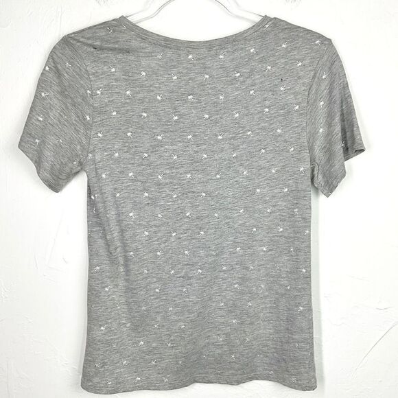 H&M Gray Silver Palm Tree Print Short Sleeve Top XS - Picture 3 of 5